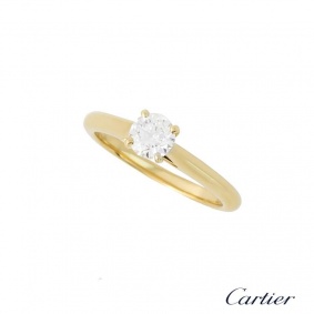 Cartier 18k Yellow Gold Round Brilliant Cut Diamond Ring 0.50ct H/VS2 N4235100 B&P
